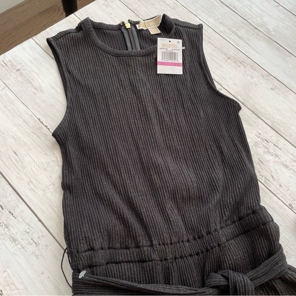 Michael Kors Sleeveless Shimmer Jumpsuit Gold Black Size XXS dark academia - Picture 6 of 7
